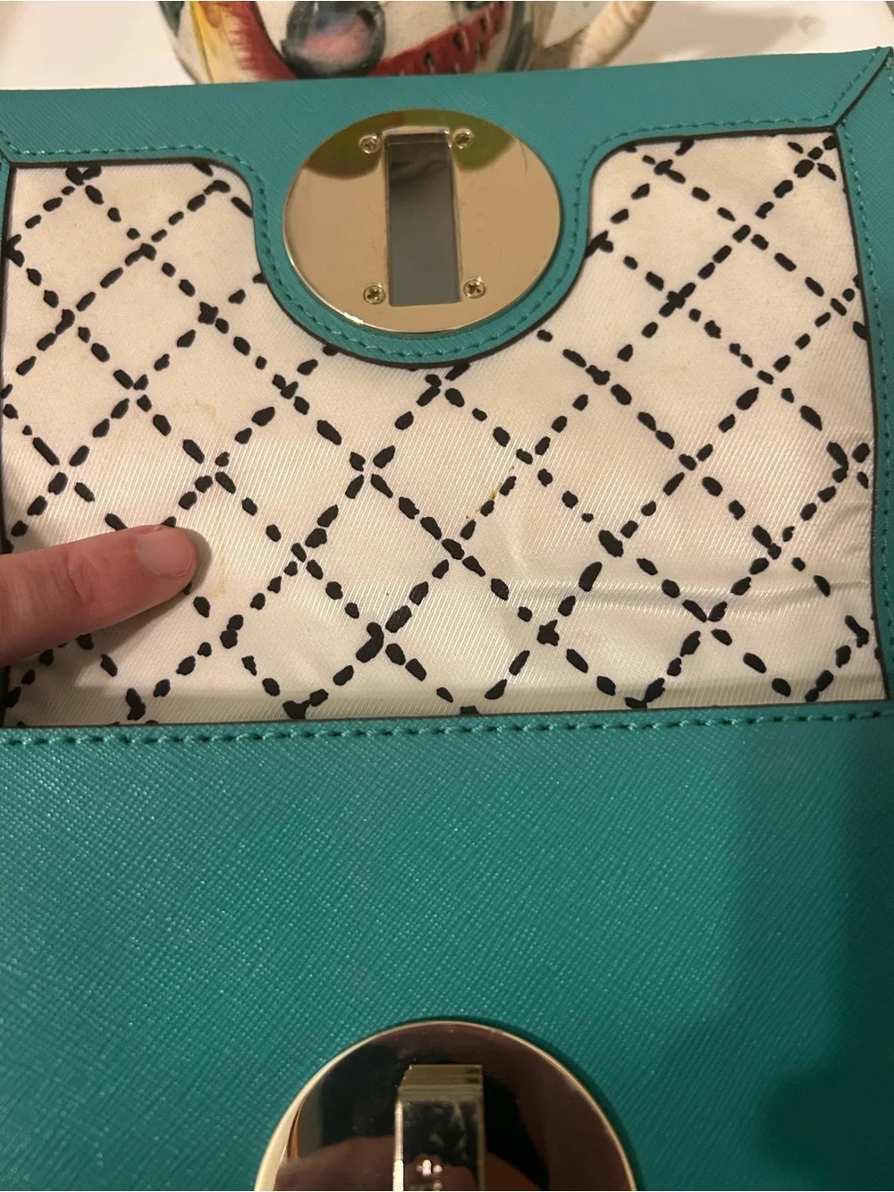 kate spade Teal Crossbody with silver tone Turn Lock